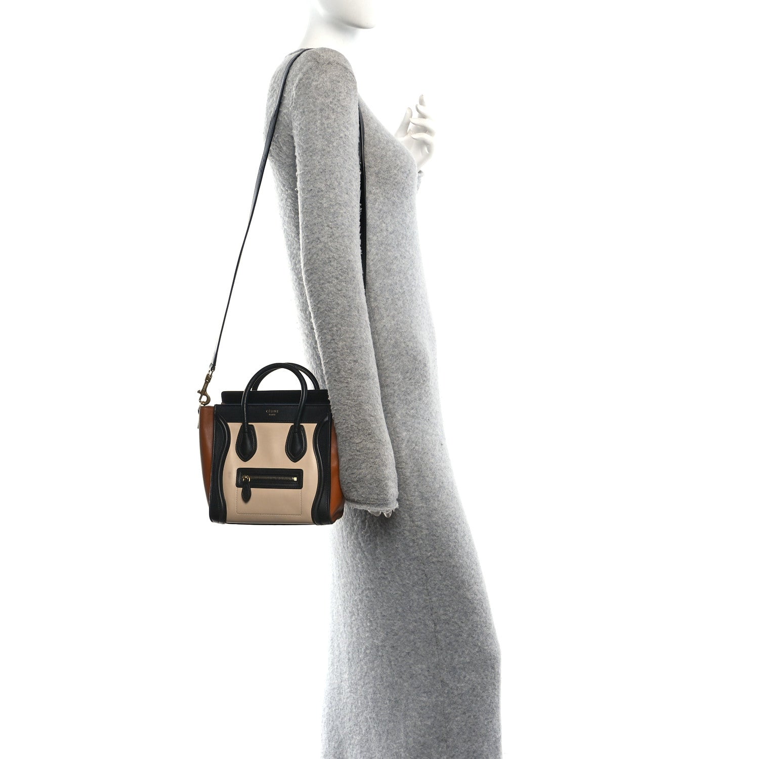 Smooth Calfskin Nano Tri-Color Luggage White