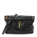 Lambskin Quilted Medium Loulou Puffer Monogram Chain Satchel Black