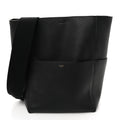 Soft Grained Calfskin Sangle Bucket Bag Black