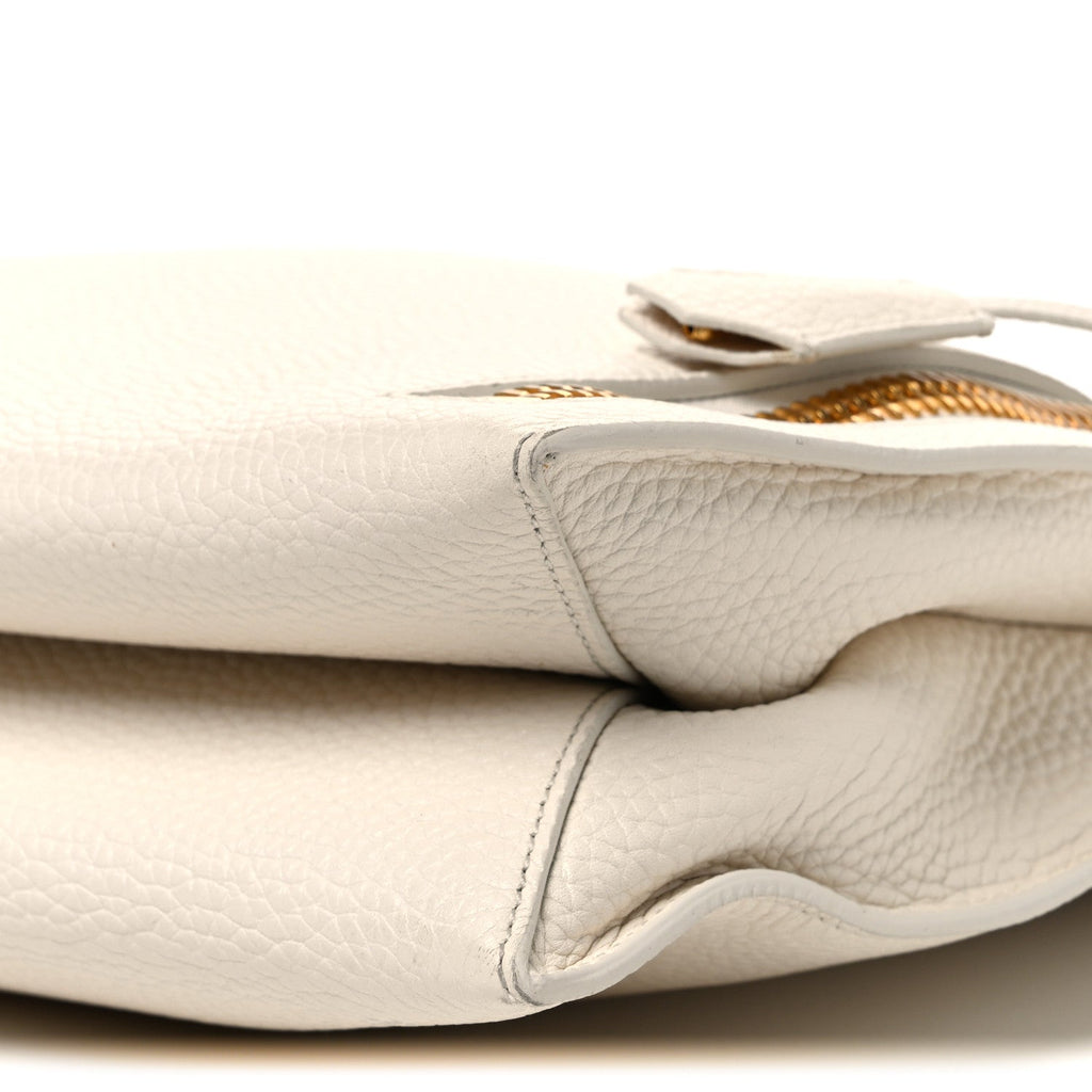 Pebbled Calfskin Large Alix Padlock Zip Hobo Bag Chalk