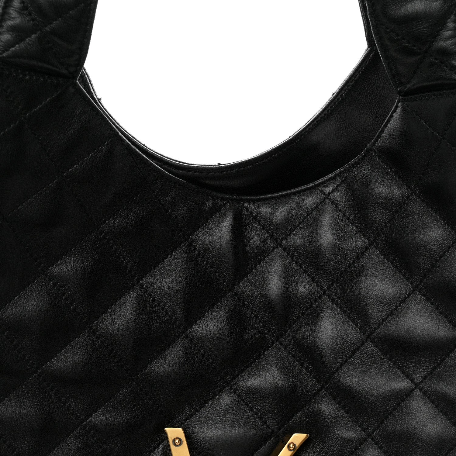 Lambskin Quilted Maxi Icare Shopping Tote Black