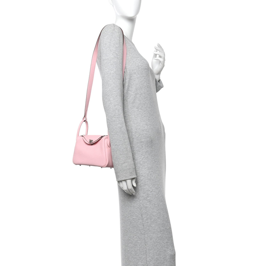 Taurillon Clemence Verso Mini Lindy 20 Rose Sakura Gris Perle Rose Sakura Gris Perle