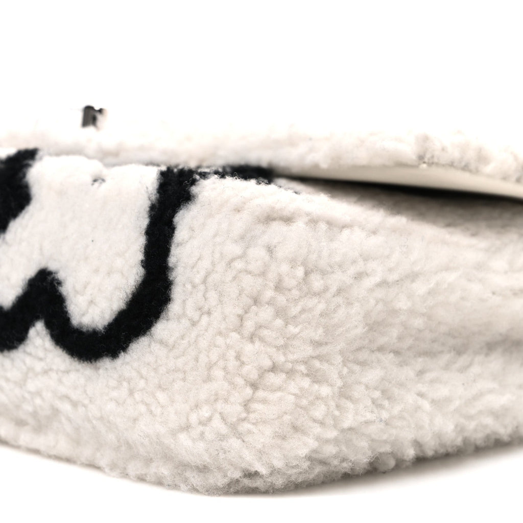 Wool Shearling Medium Single Flap White Black