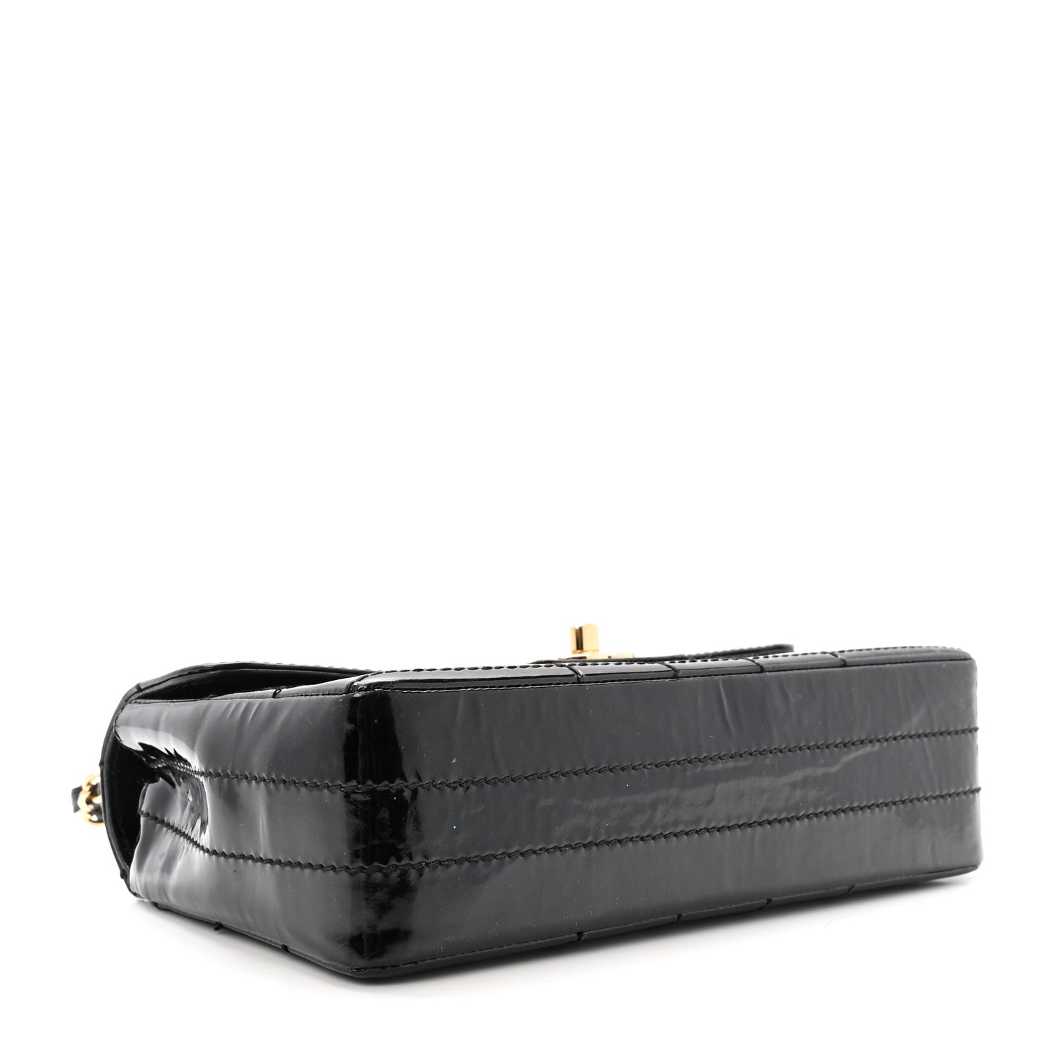 Patent Medium Chocolate Bar Flap Black