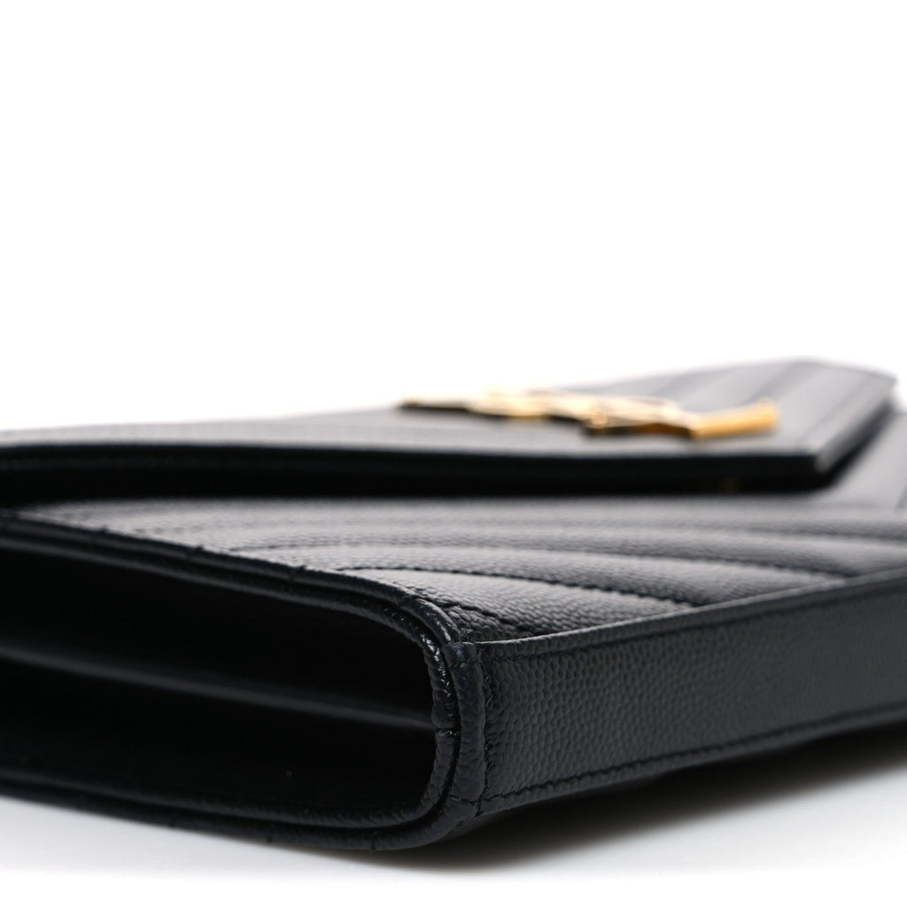 Grain De Poudre Matelasse Chevron Monogram Chain Wallet Black