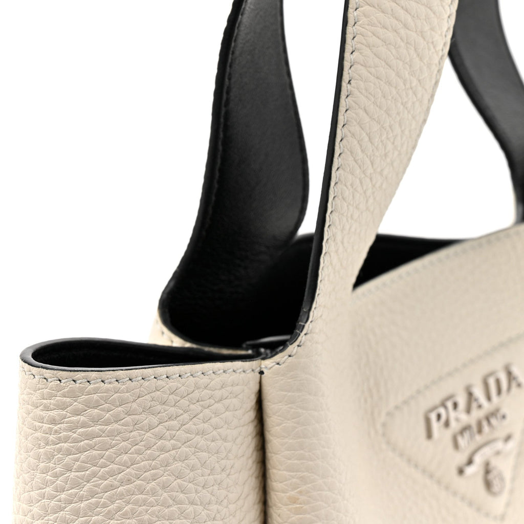 Vitello Daino Soft Medium Dynamique Tote White Black
