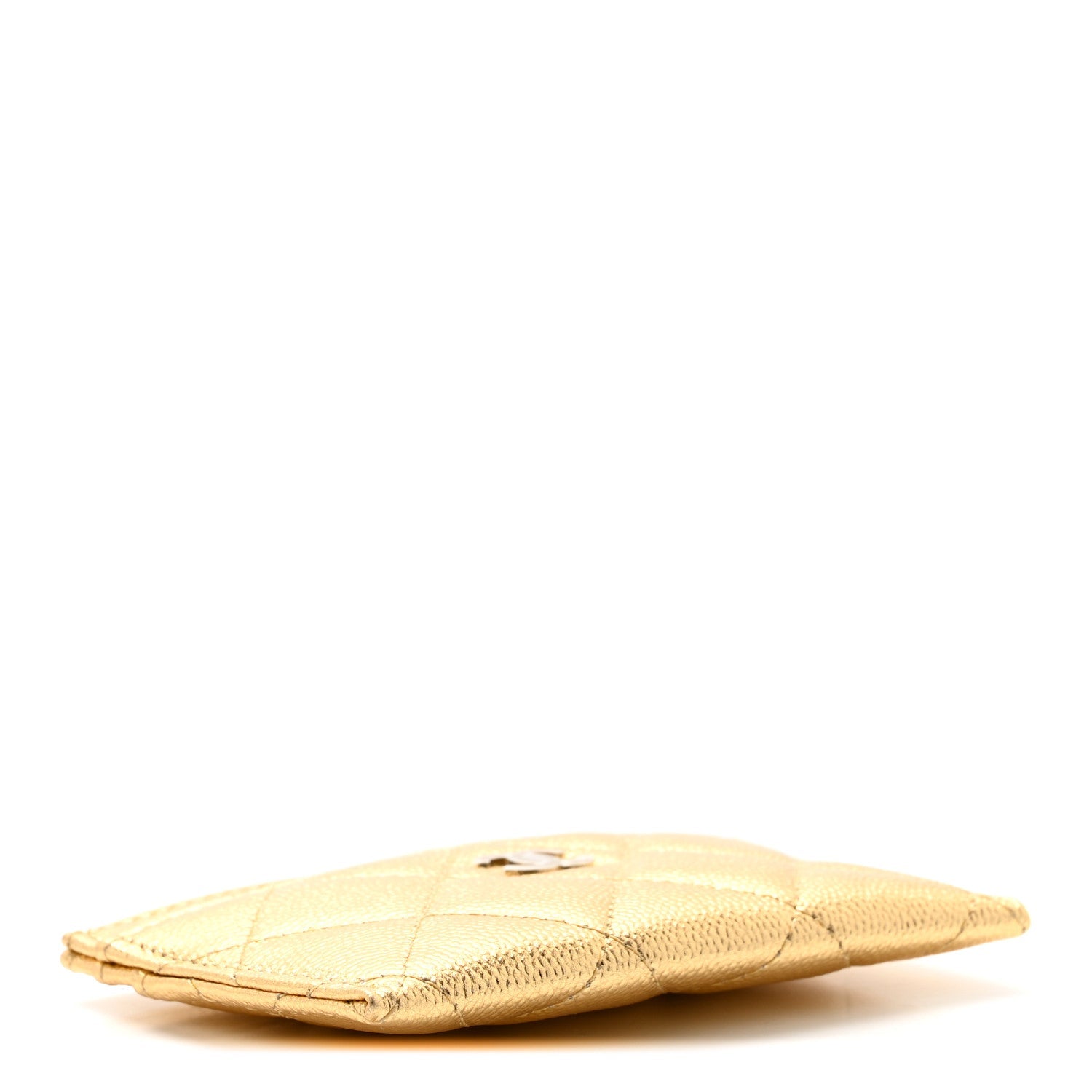 Metallic Caviar Quilted Card Holder Gold