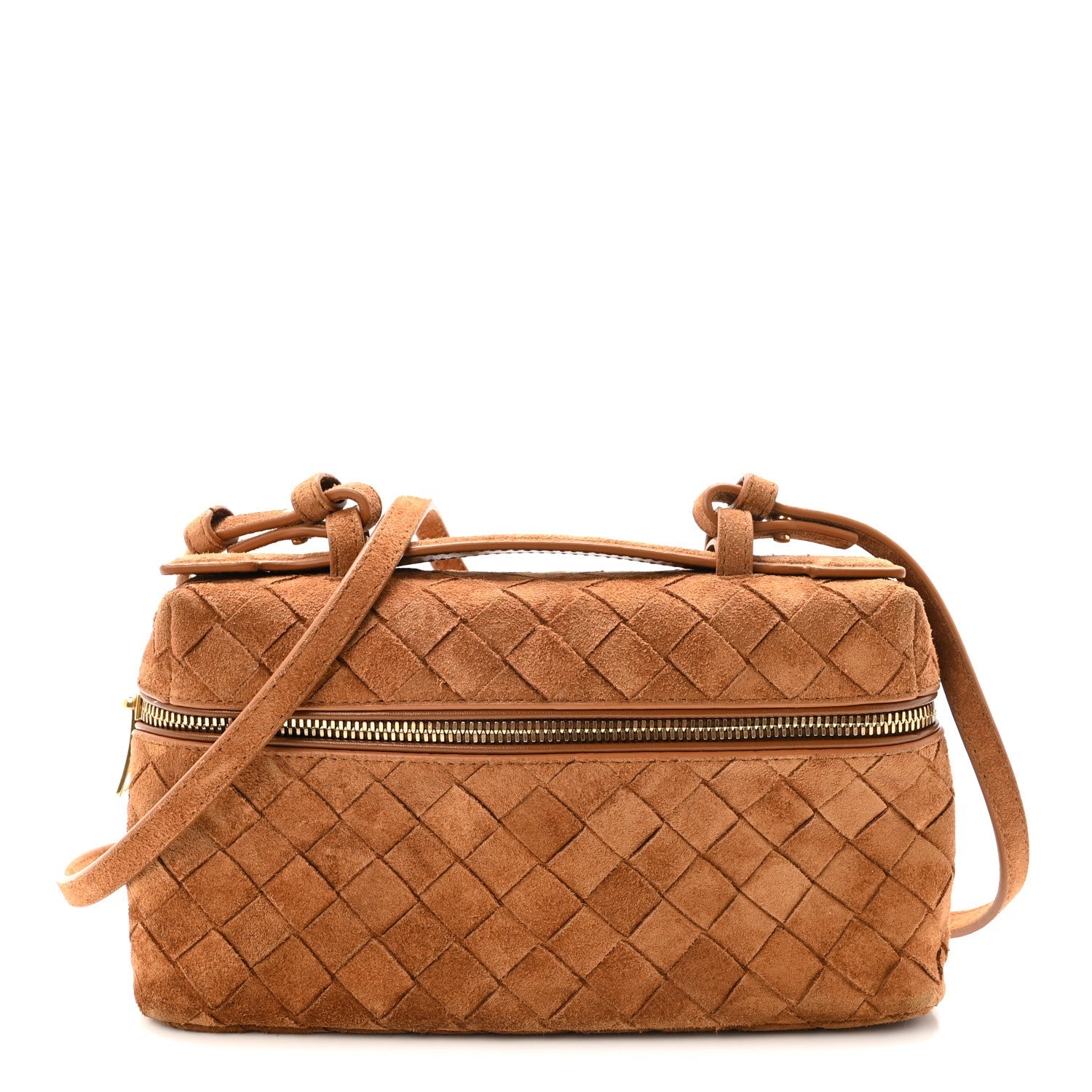 Suede Intrecciato Bang Bang Vanity Case Amber