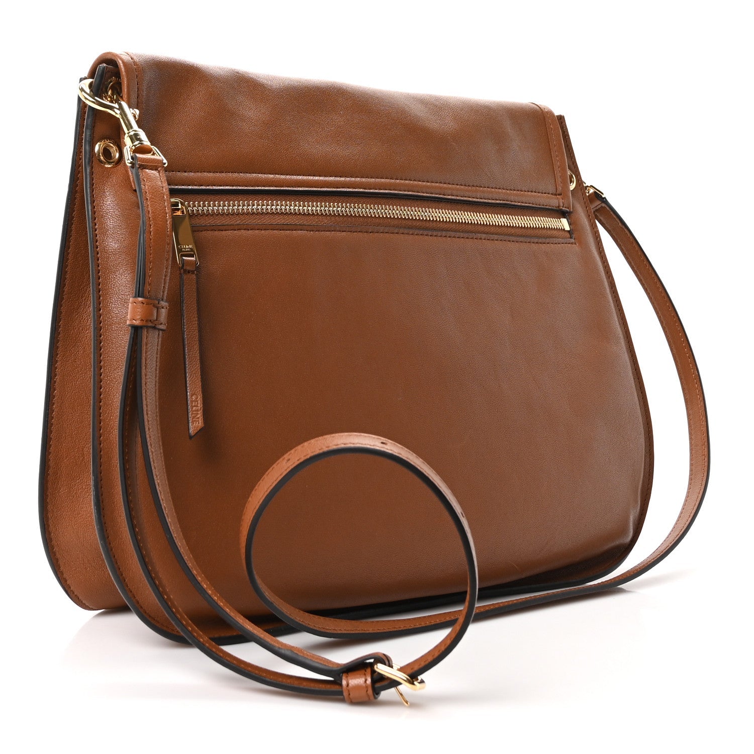 Shiny Lambskin Soft Triomphe Besace Bag Soft Tan
