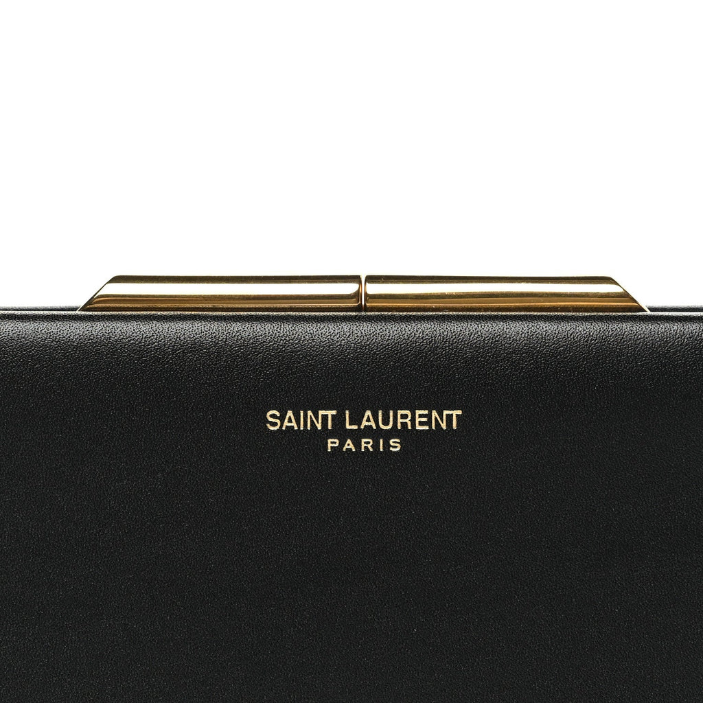 Smooth Calfskin Large Midnight Clutch Black
