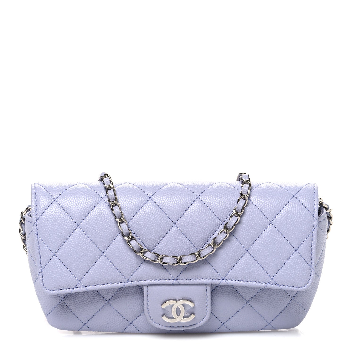 Caviar Quilted Glasses Case With Chain Light Purple