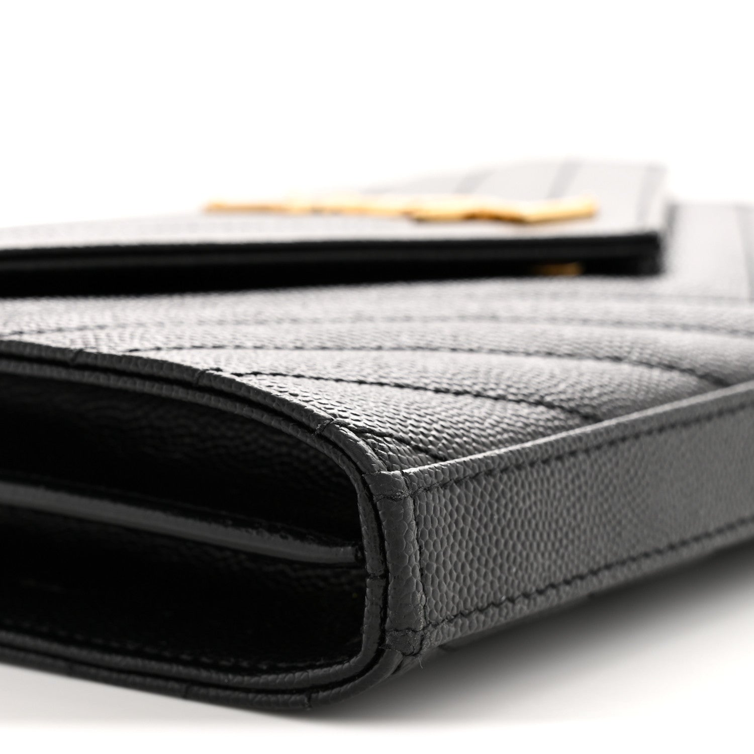 Grain De Poudre Matelasse Chevron Monogram Chain Wallet Black