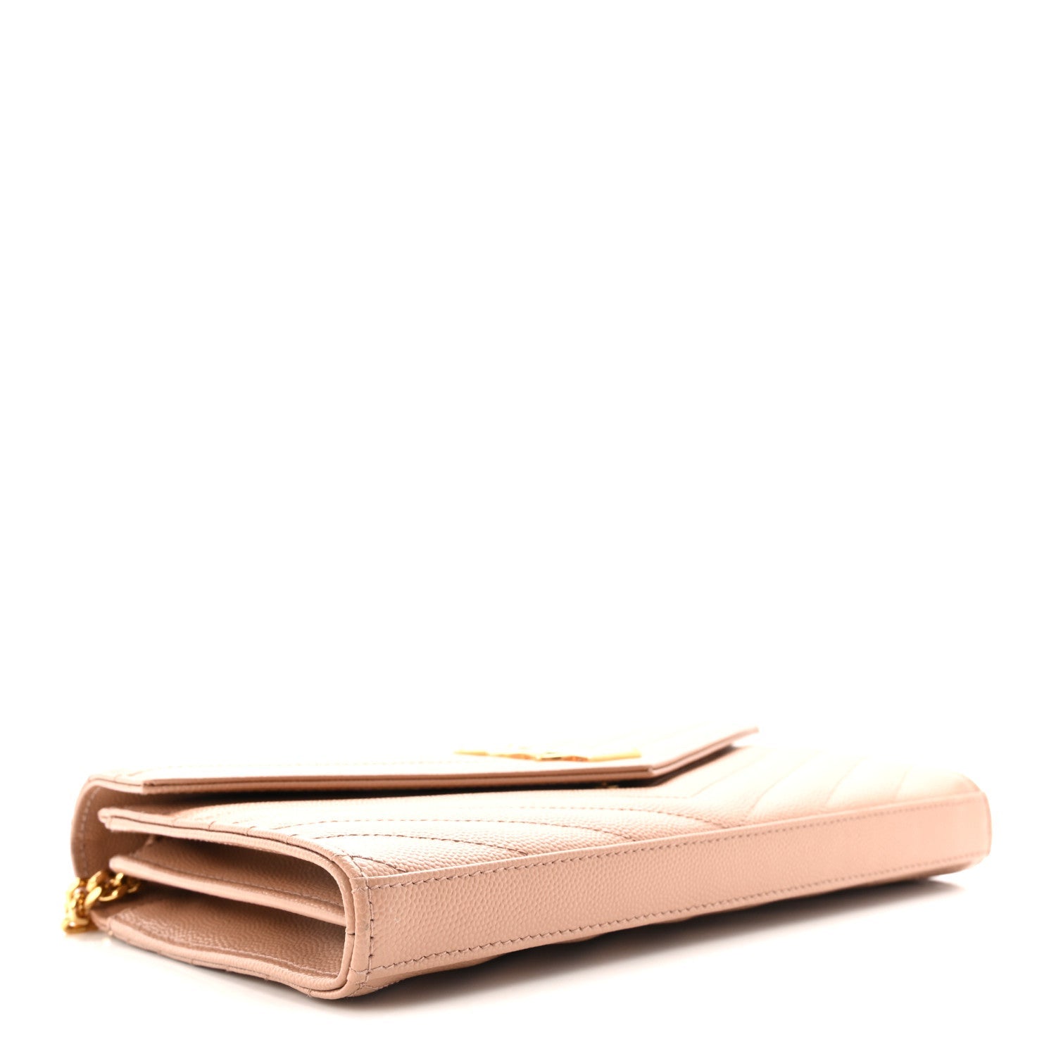 Grain De Poudre Matelasse Chevron Monogram Chain Wallet Vintage Peach