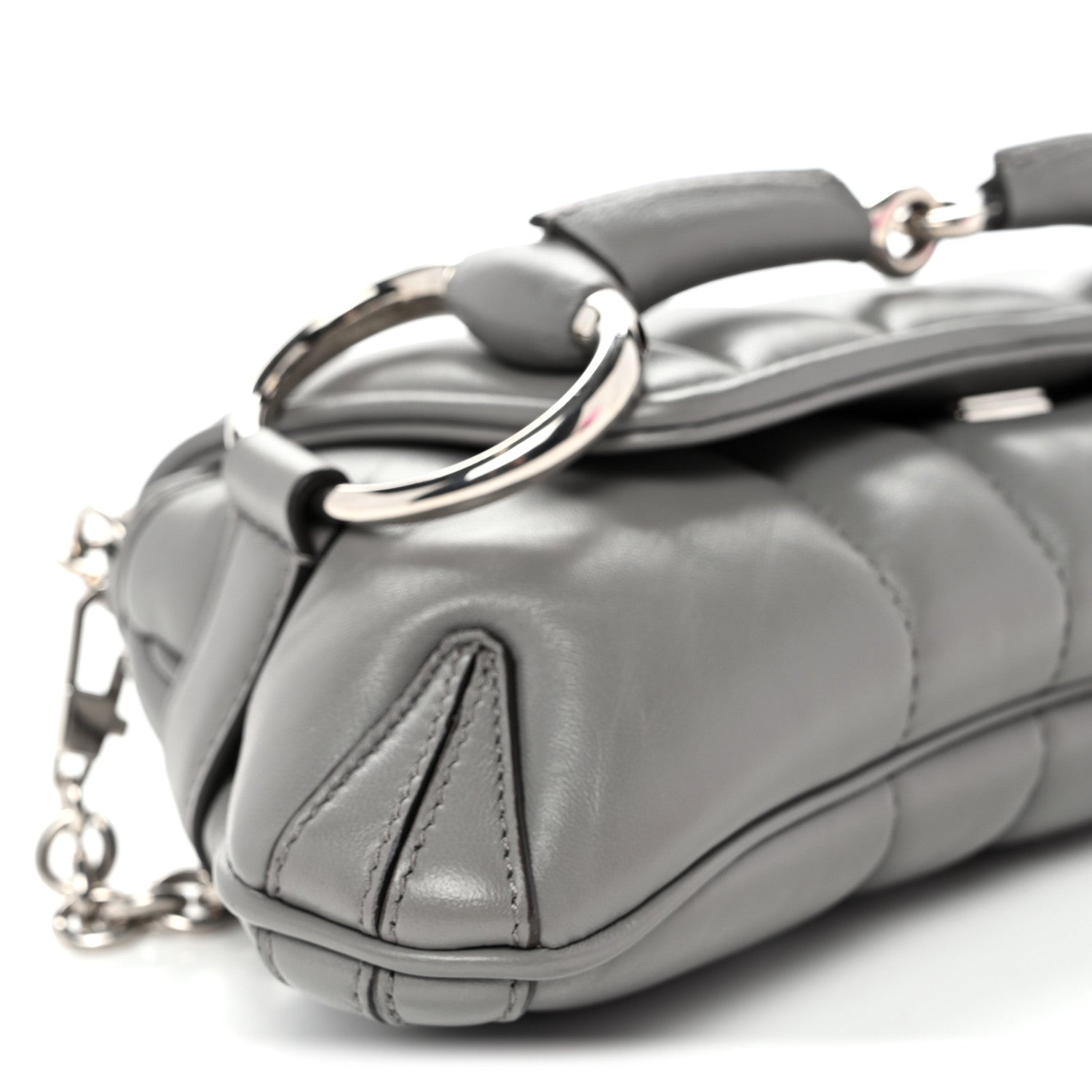 Nappa Vertical Matelasse Small Maxi Horsebit Chain Shoulder Bag Gray