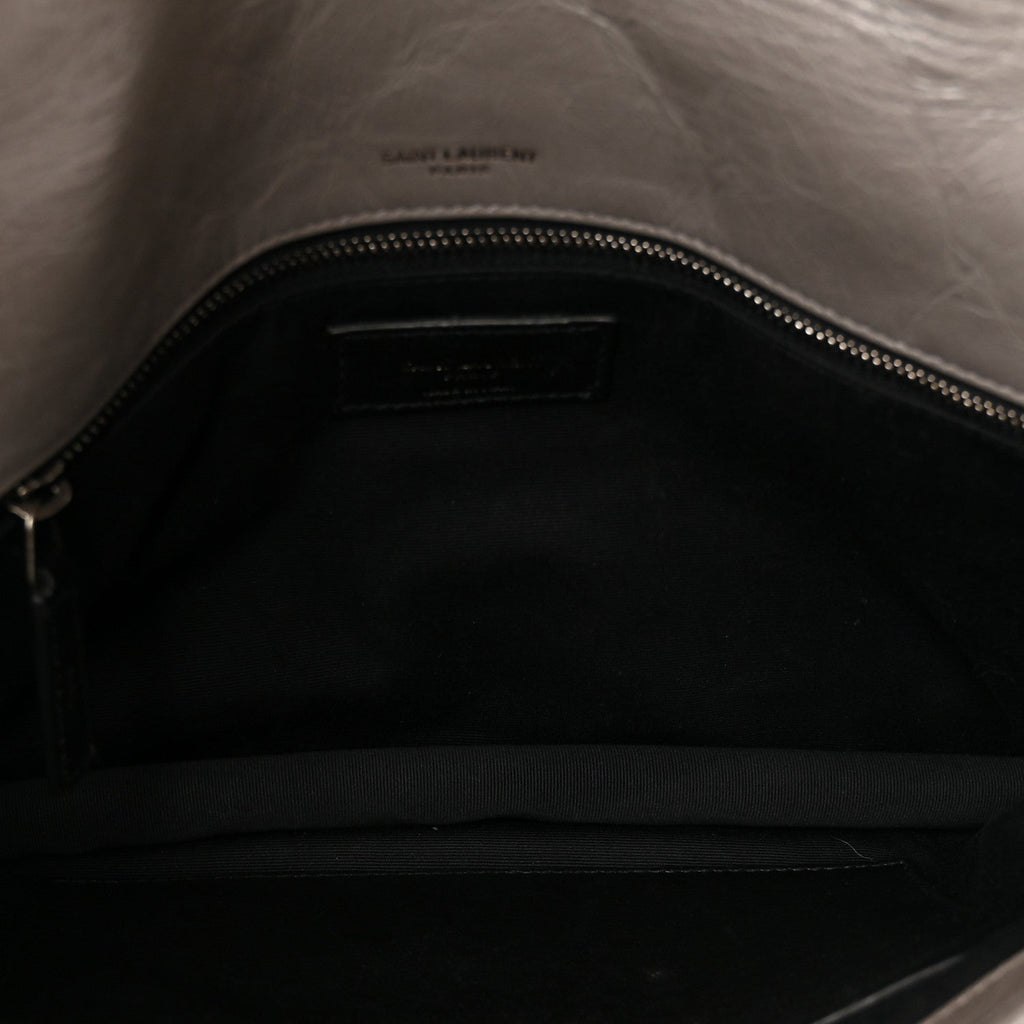 Crinkled Calfskin Matelasse Monogram Medium Niki Chain Satchel Fog