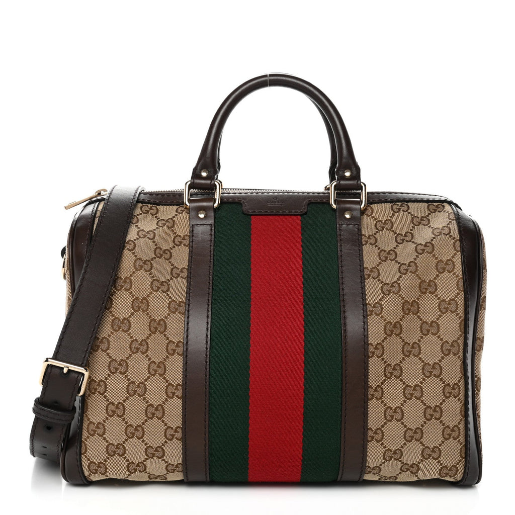 Monogram Vintage Web Medium Boston Dark Brown