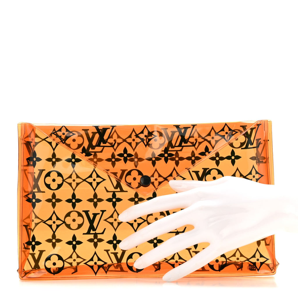 PVC Monogram Printed Envelope Pouch Orange