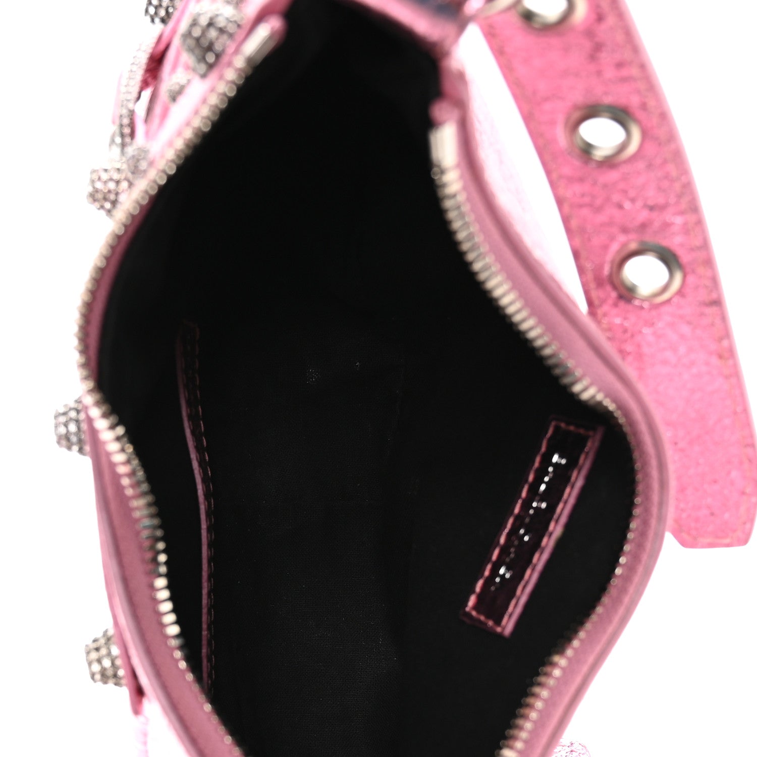 Metallic Agneau Arena Crystal Le Cagole Shoulder Bag XS Met Pink