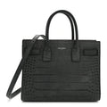 Calfskin Crocodile Embossed Baby Sac de Jour Dusty Black