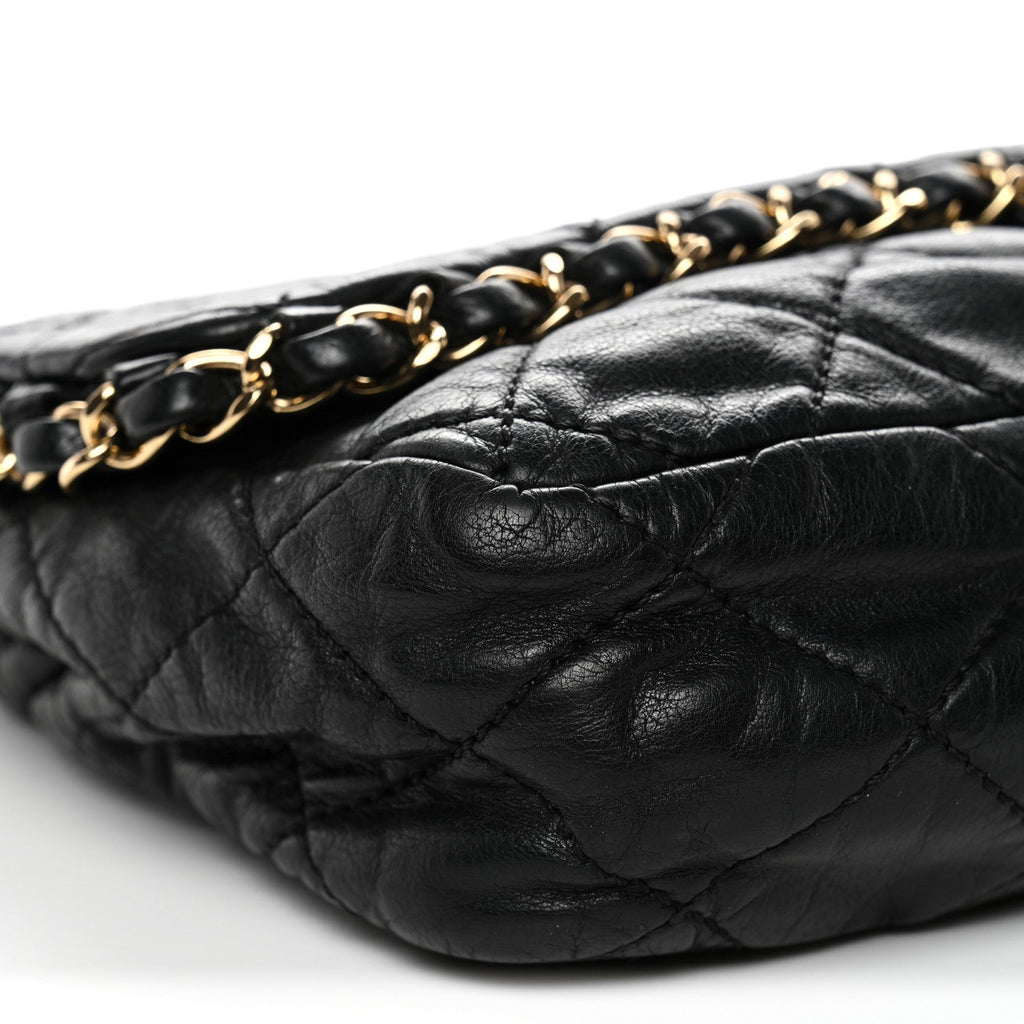 Calfskin Quilted Medium Chain Me Flap Black