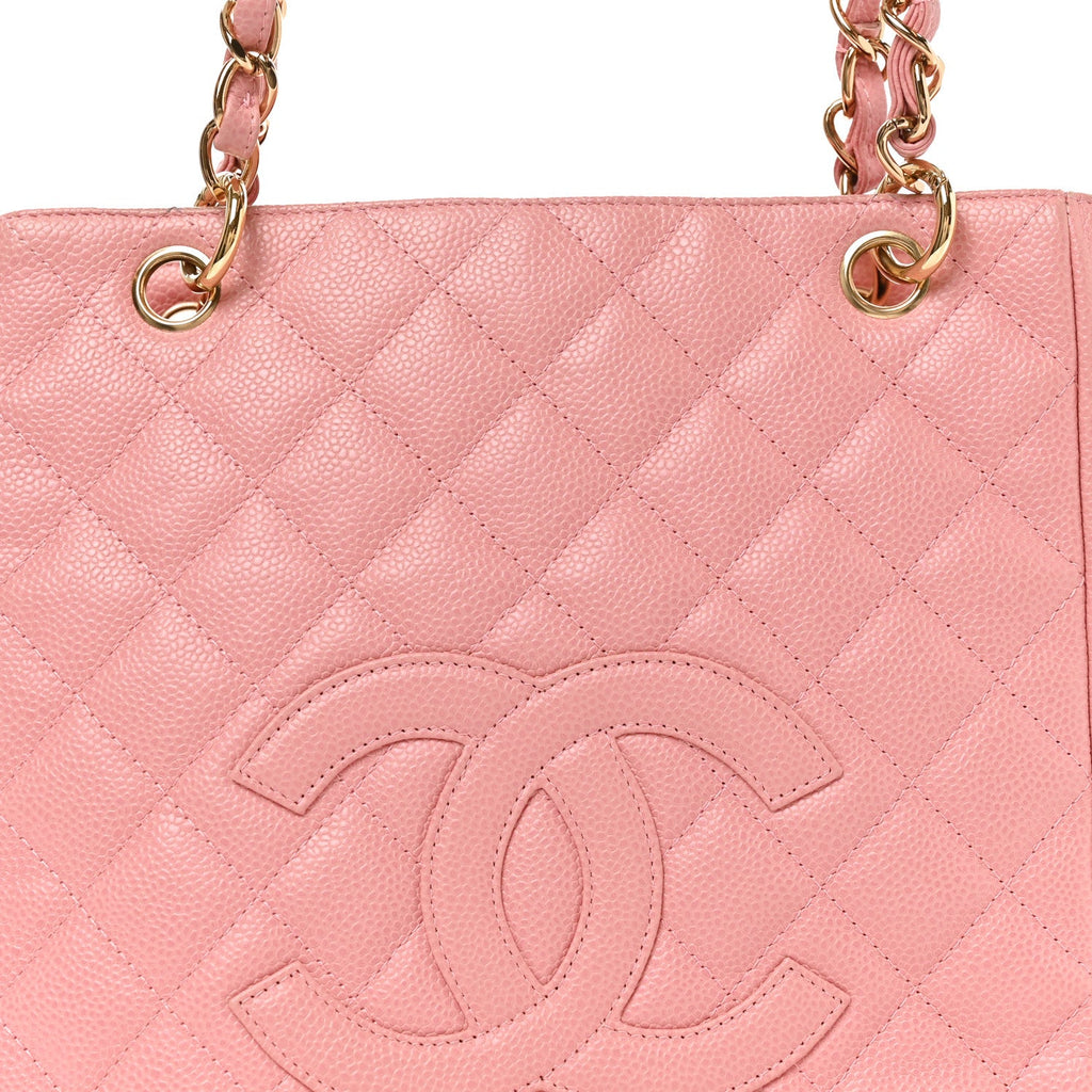Caviar Quilted Petit Shopping Tote PST Pink
