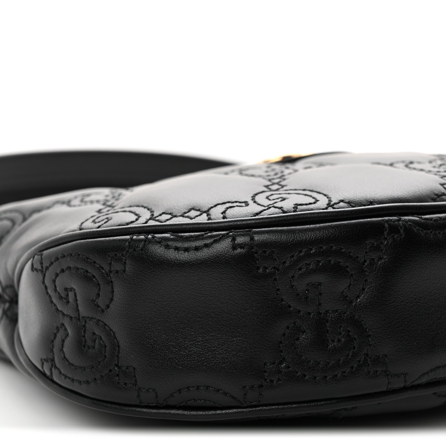 Calfskin GG Matelasse Mini Hobo Shoulder Bag Black