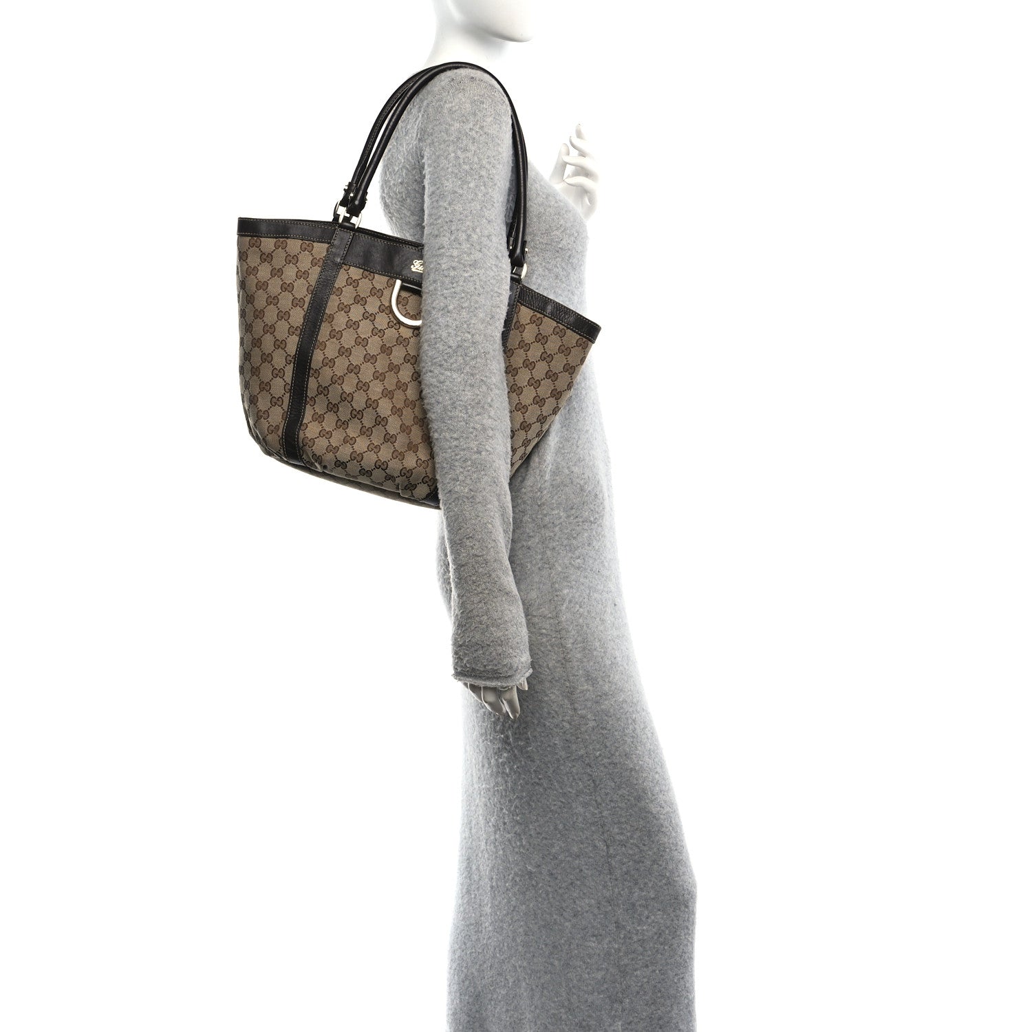 Monogram Medium D Gold Tote Bag Brown
