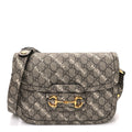 X BALENCIAGA GG Supreme Monogram Logo Print Horsebit 1955 Shoulder Bag Beige Ebony