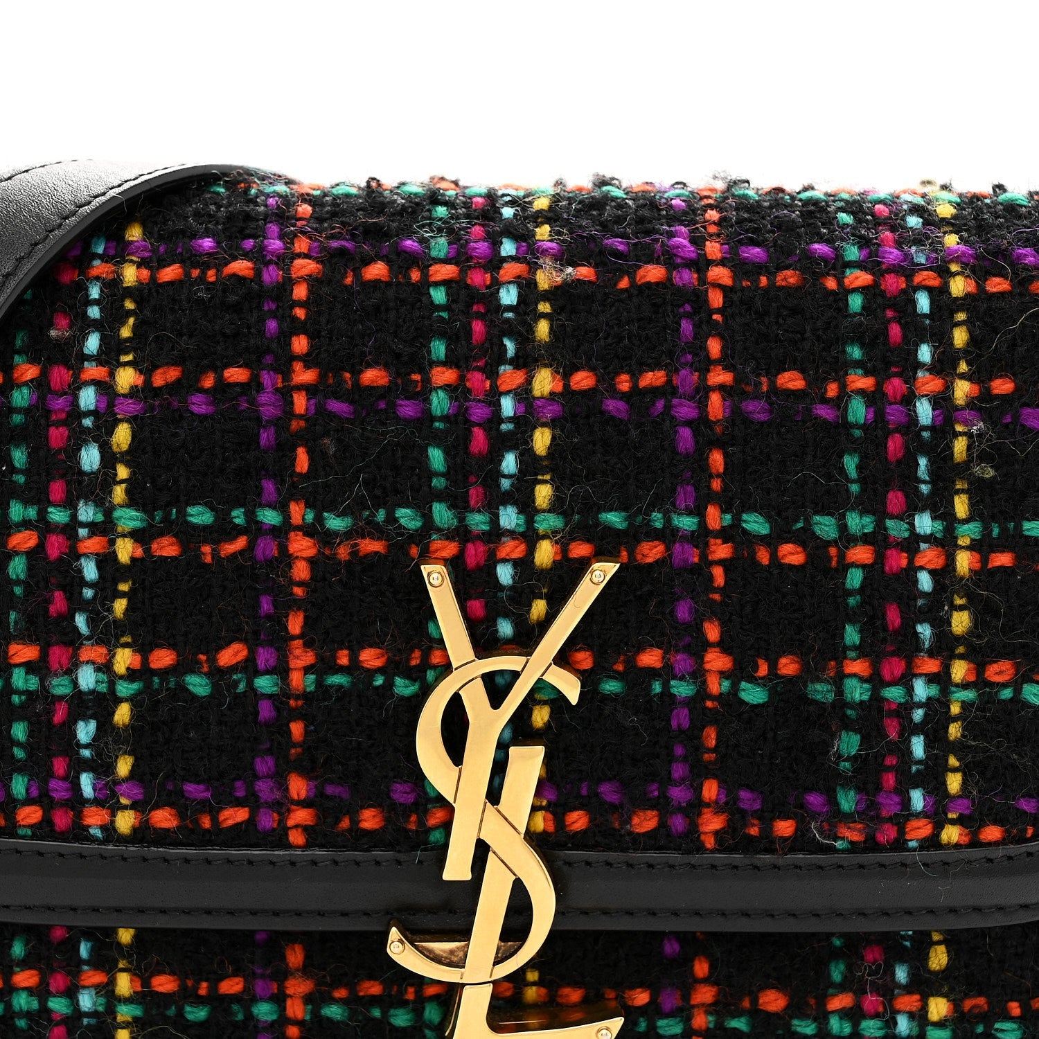Tweed Calfskin Small Solferino Satchel Black Multicolor