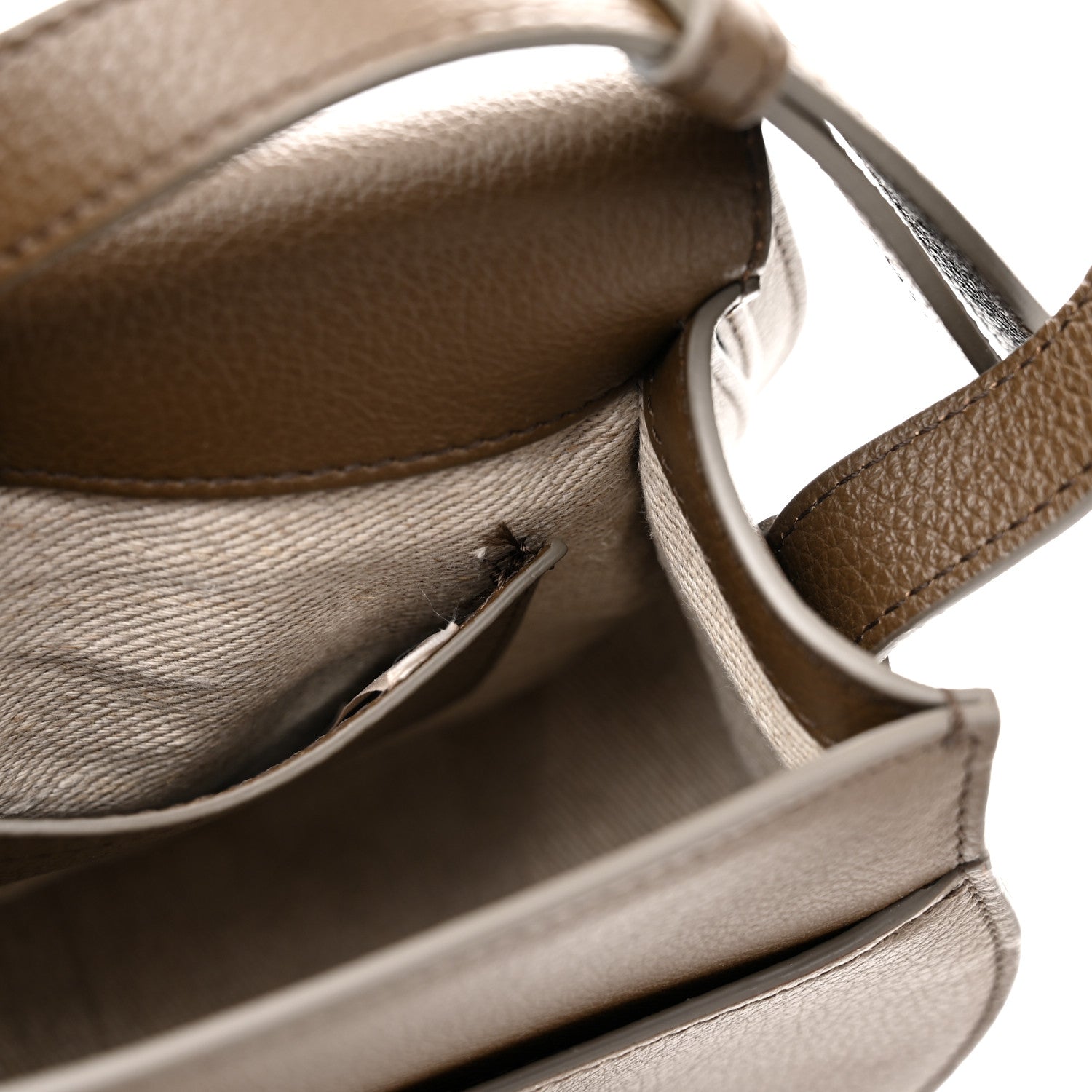 Grained Calfskin Small Marcie Saddle Bag Dark Khaki