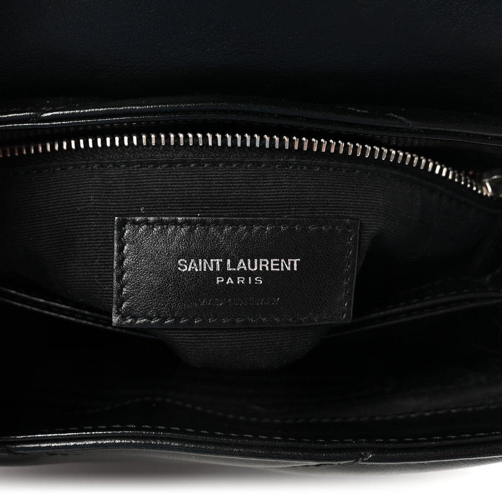 Calfskin Y Quilted Monogram Toy Loulou Crossbody Bag Black
