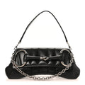 Nappa Vertical Matelasse Medium Maxi Horsebit Chain Shoulder Bag Black
