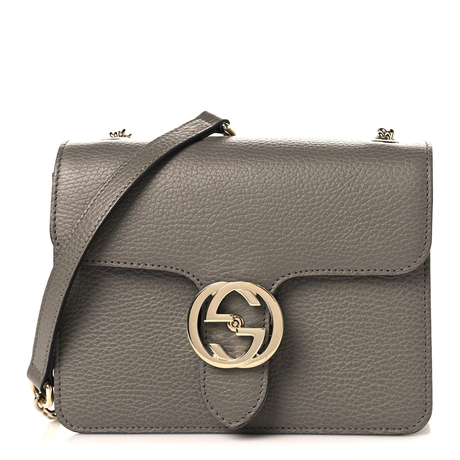 Dollar Calfskin Small Interlocking G Shoulder Bag Loess