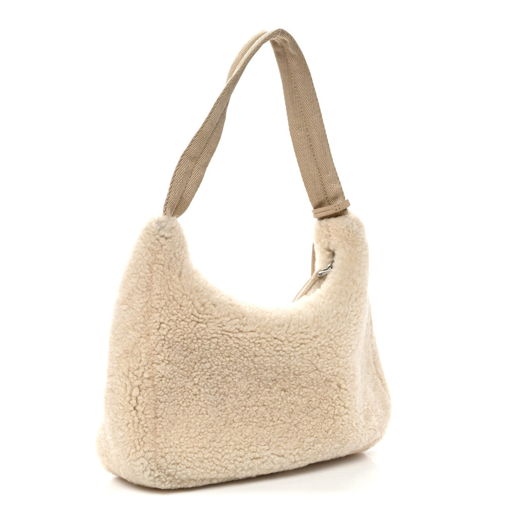 Shearling Mini Re-Edition 2000 Bag Ecru