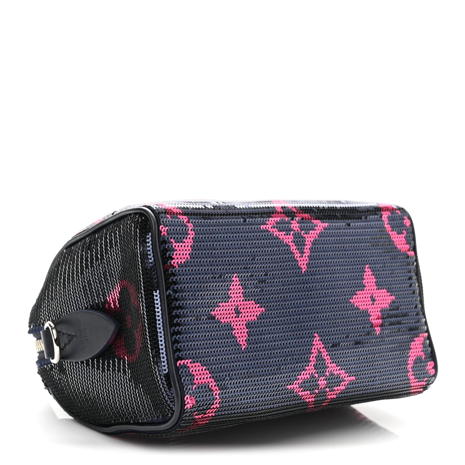 Giant Monogram Sequins Speedy Bandouliere 18 Navy Fuchsia