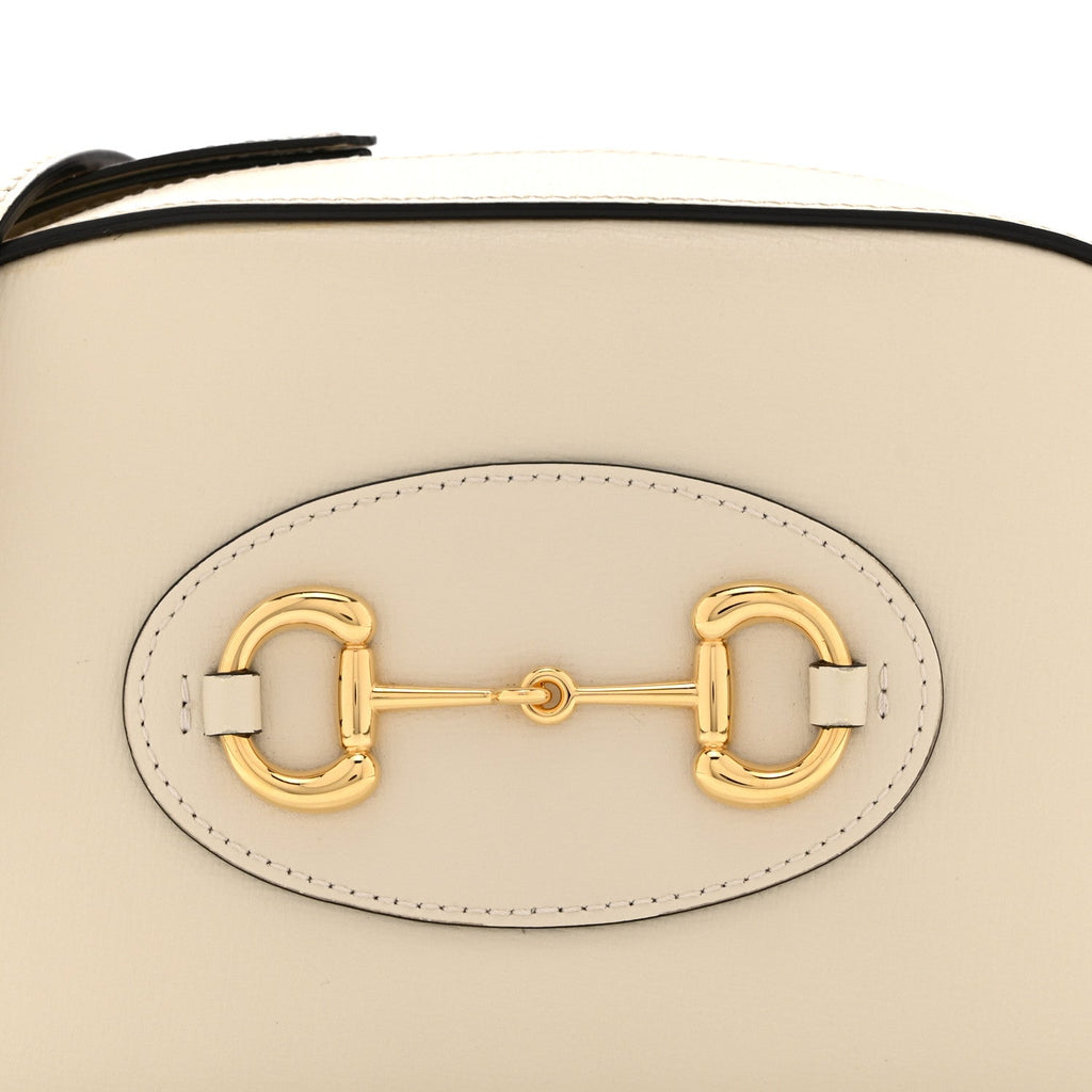 Azalea Calfskin Mini Horsebit 1955 Camera Shoulder Bag Mystic White