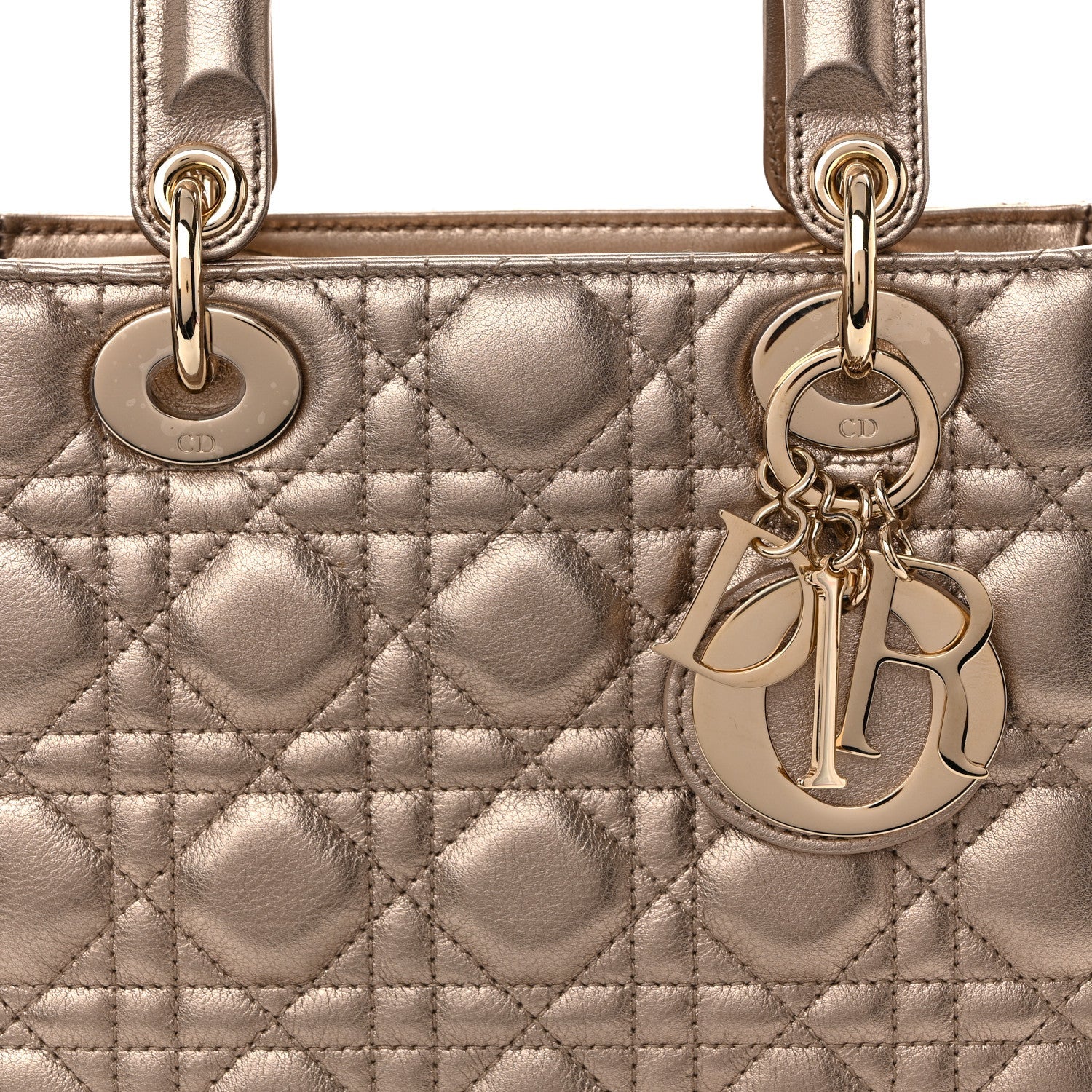 Metallic Lambskin Cannage Small My ABCDior Lady Dior Gold