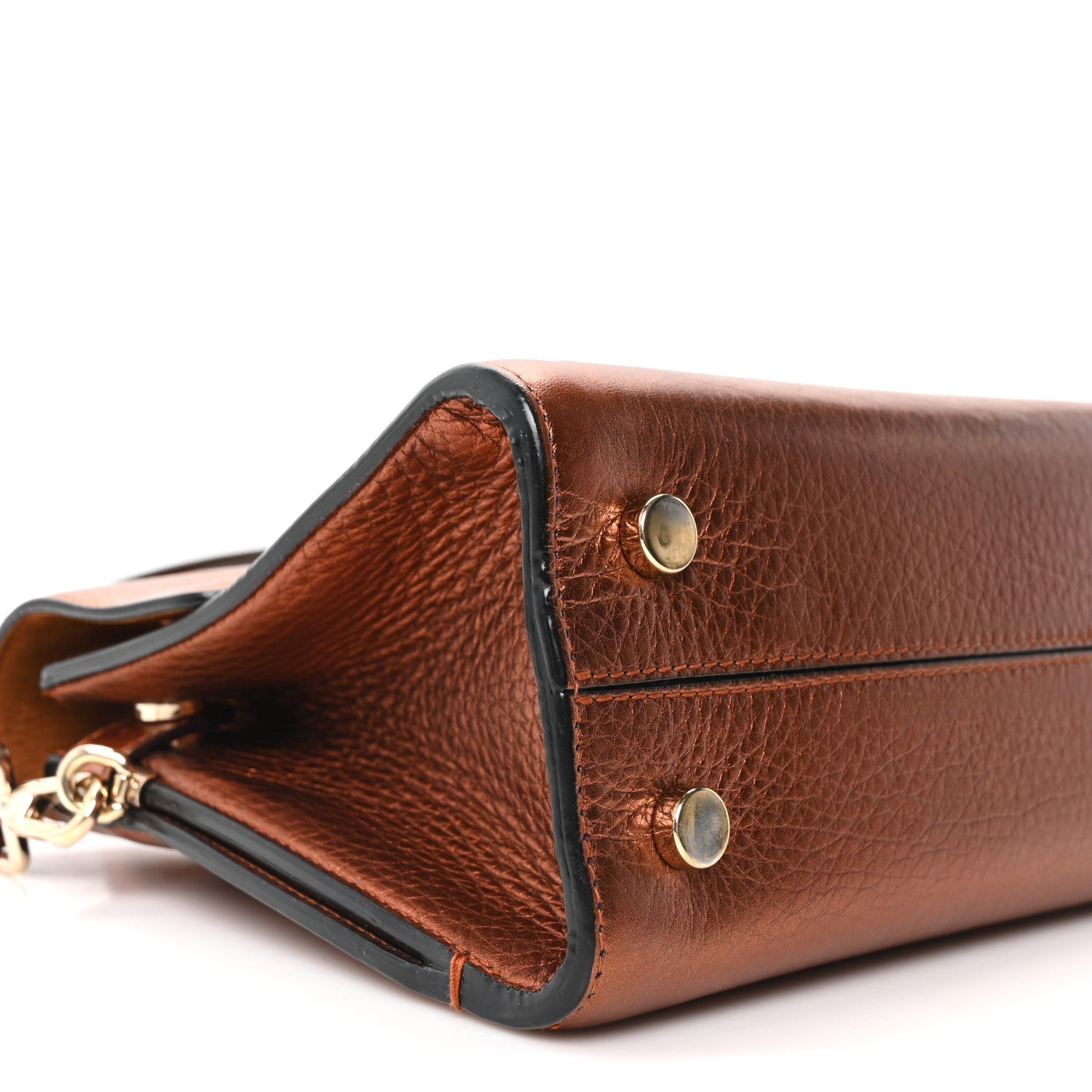 Metallic Grained Calfskin Mini Diorever Flap Orange