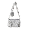 Re-Nylon Vela Saffiano Pocket Double Buckle Messenger Shoulder Bag Fiordaliso