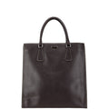 Prada Triangle Logo Plate Leather Tote Bag