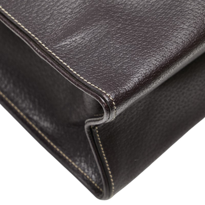 Prada Triangle Logo Plate Leather Tote Bag
