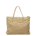 Prada Triangle Logo Plate Nylon Tote Bag