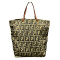 Fendi Zucca Canvas Leather Tote Bag