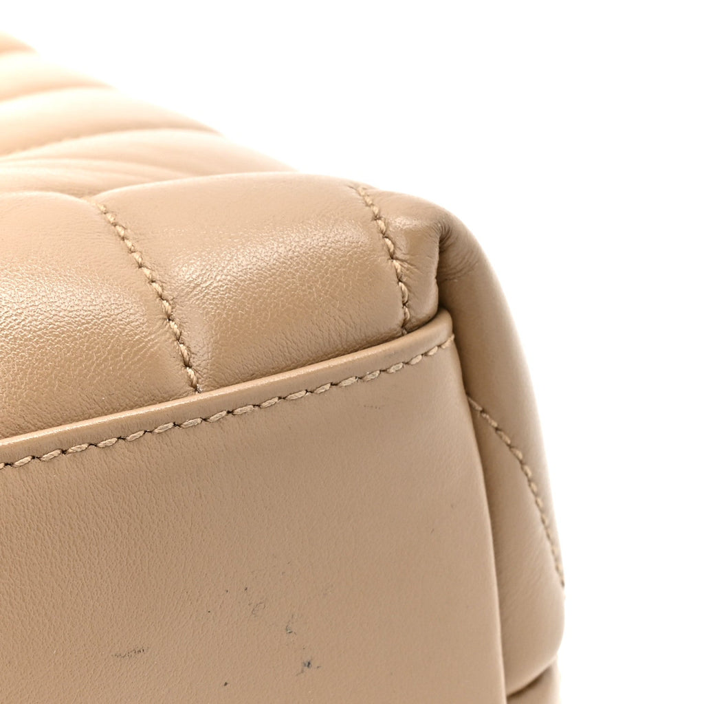 Calfskin Y Quilted Monogram Medium Loulou Chain Satchel Dark Beige