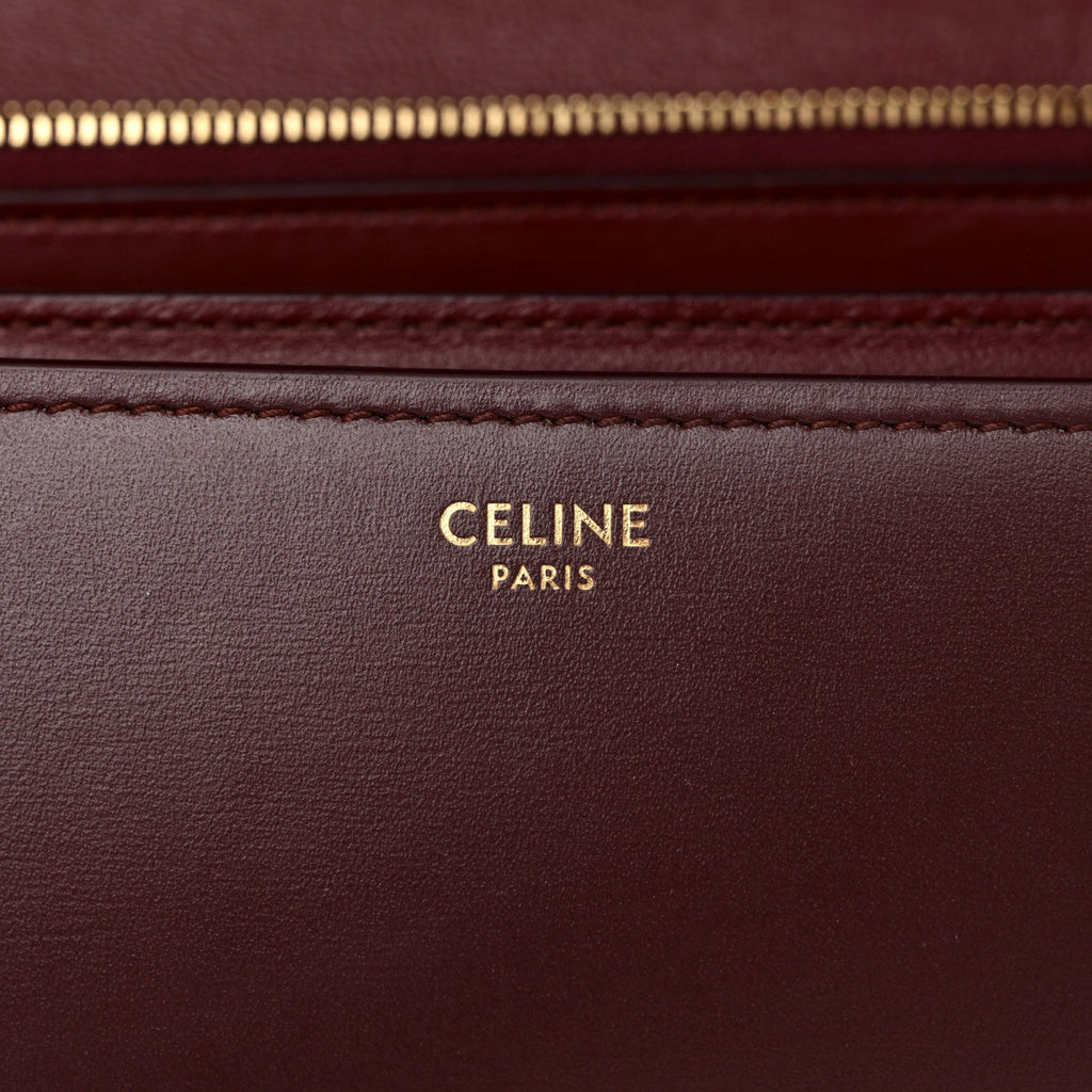 Box Calfskin Medium Classic Box Flap Bag Burgundy Burgundy