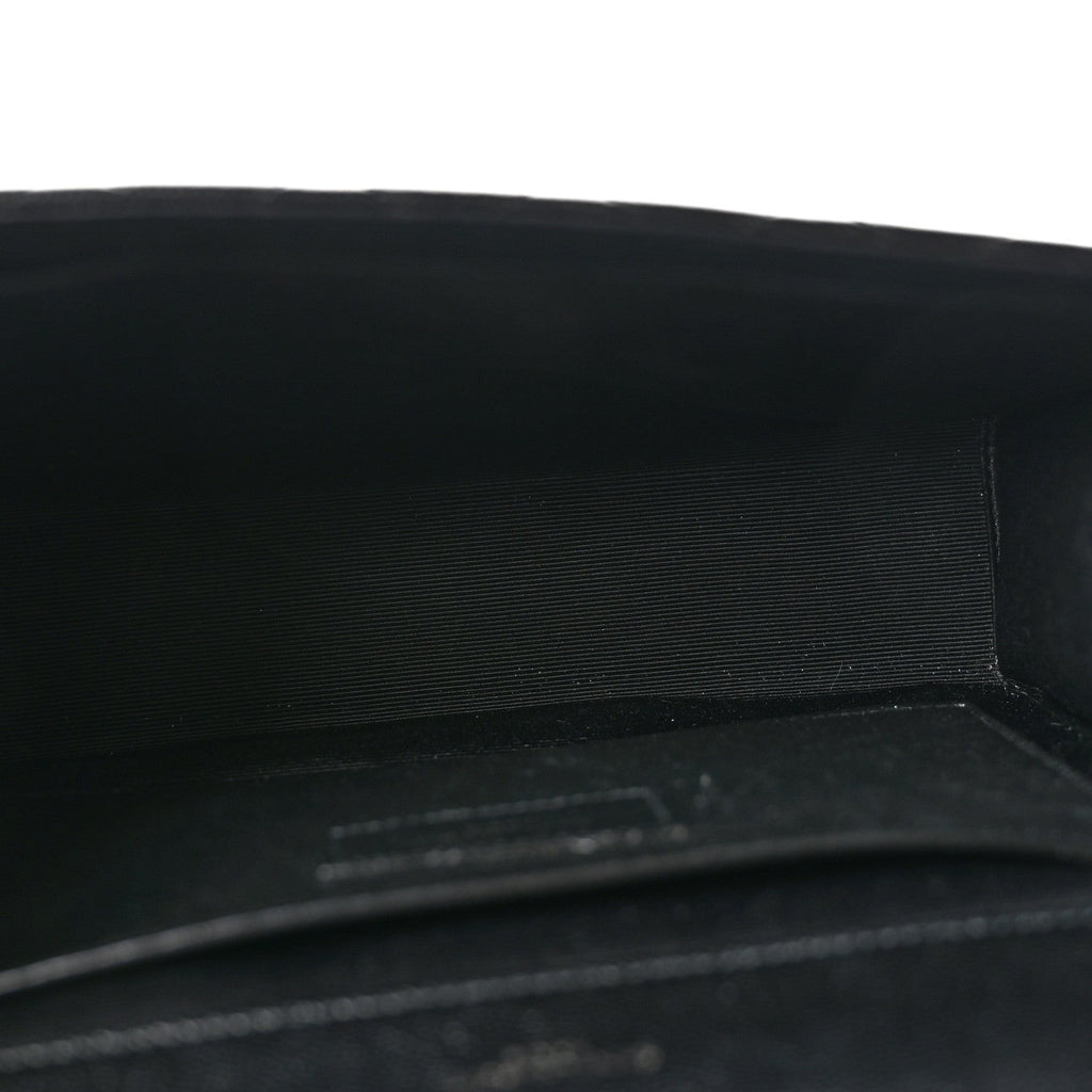 Grain De Poudre Textured Mixed Matelasse Triquilt Medium Monogram Monochrome Satchel Black
