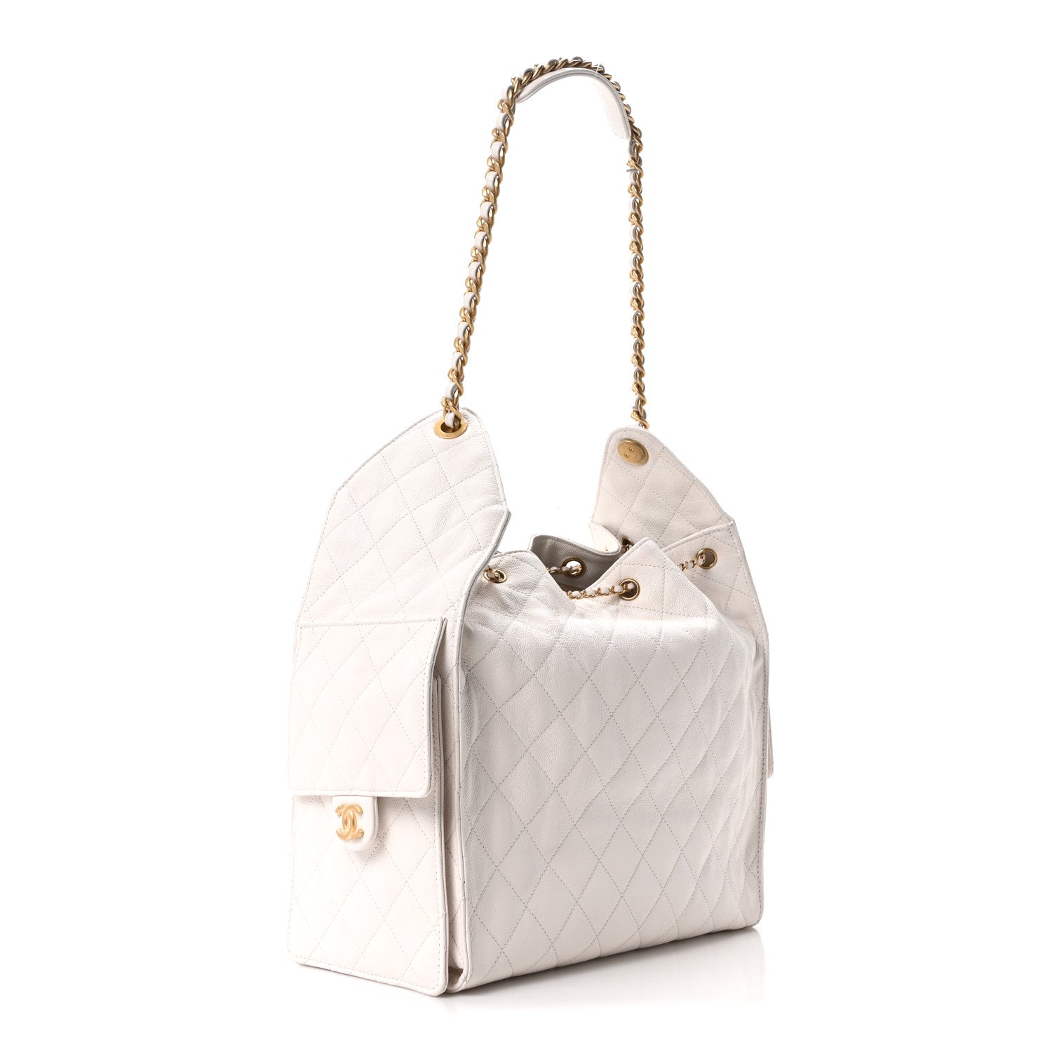 Caviar Quilted Medium Chanel 25 Handbag White