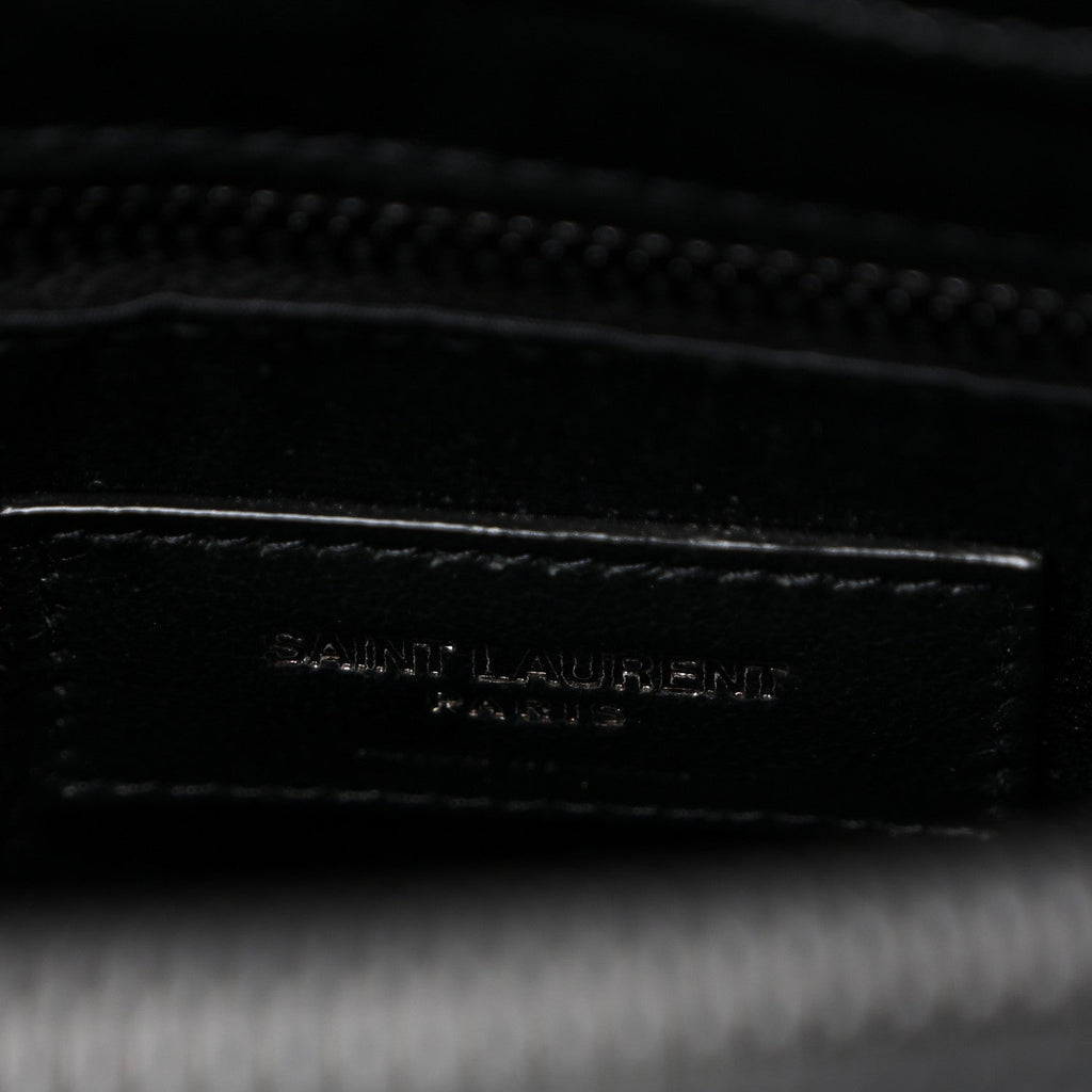 Calfskin Y Quilted Monogram Monochrome Medium Loulou Chain Satchel Black