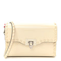 Patent Monochrome Medium Rockstud Flip Lock Crossbody Bag Light Ivory