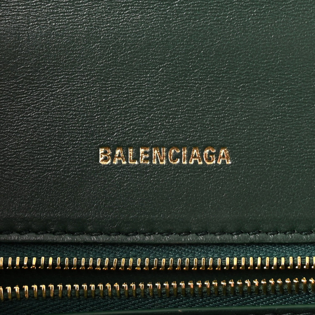Shiny Calfskin Crocodile Embossed Small Hourglass Top Handle Bag Forest Green